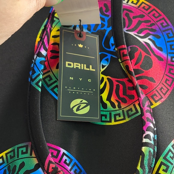 Monogram Mens Shiny Multicolor Black Hoodie with front pocket NWT - Picture 6 of 7